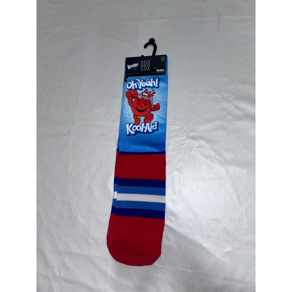 Odd Sox Kool-Aid Man Oh Yeah Crew Socks Blue Red Striped Mens Size 8-12 New